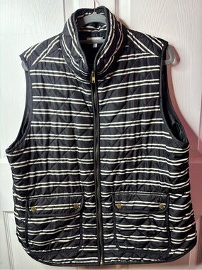 Kenar Black and White Quilted Stripe Vest
